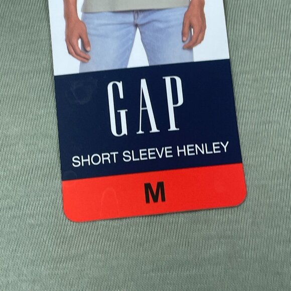 GAP Mens Olive Green Short Sleeve Henley Shirt a0441 - Picture 3 of 9